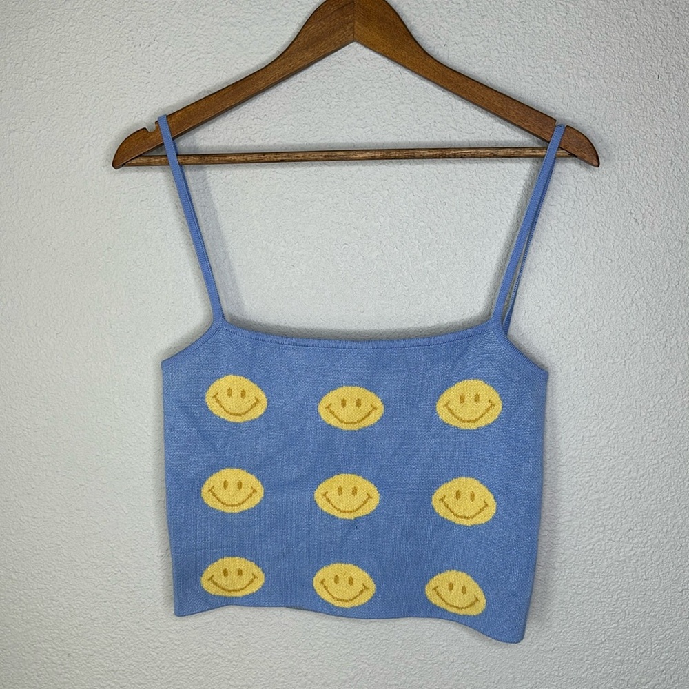VRG GRL Smiley Face Crop Tank